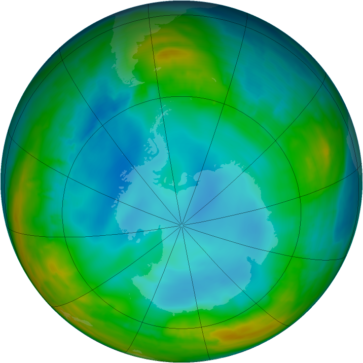 Antarctic ozone map for 25 July 2014